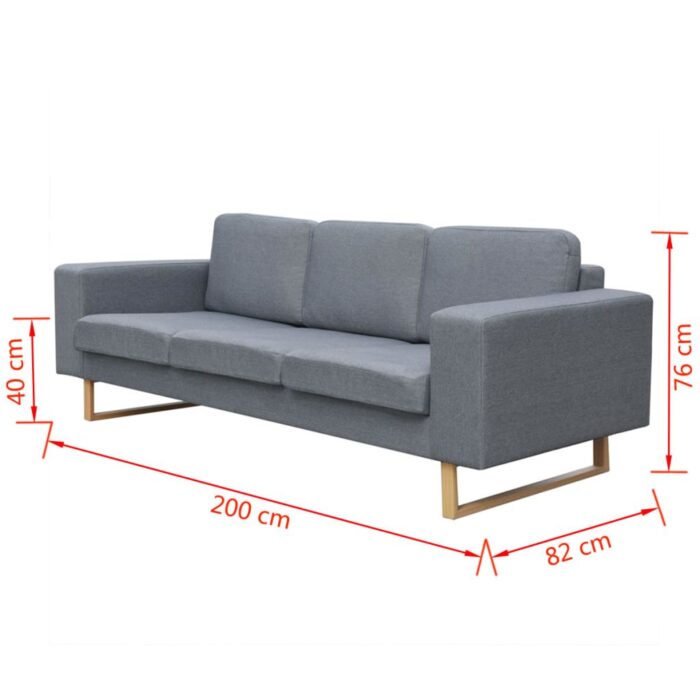 Canapé avec 3 places Tissu Gris clair – Image 3