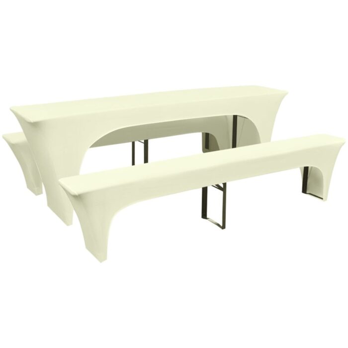 Housse pour table de pique-nique/bancs 3 pièces Crème – Image 1