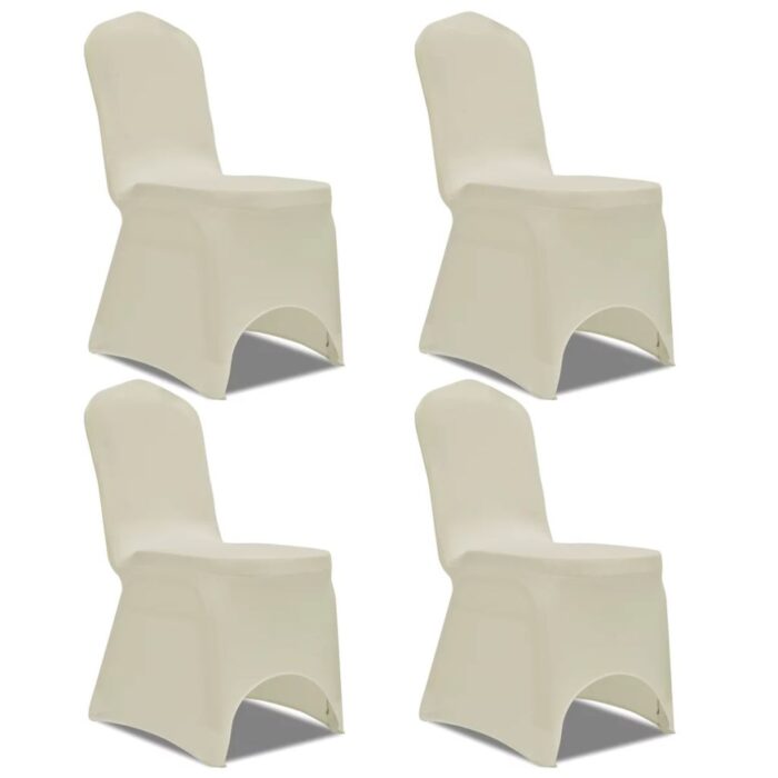 Housse de chaise extensible 4 pcs crème – Image 1