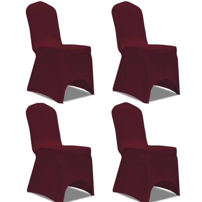 Housse de chaise extensible 4 pcs Bordeaux – Image 1