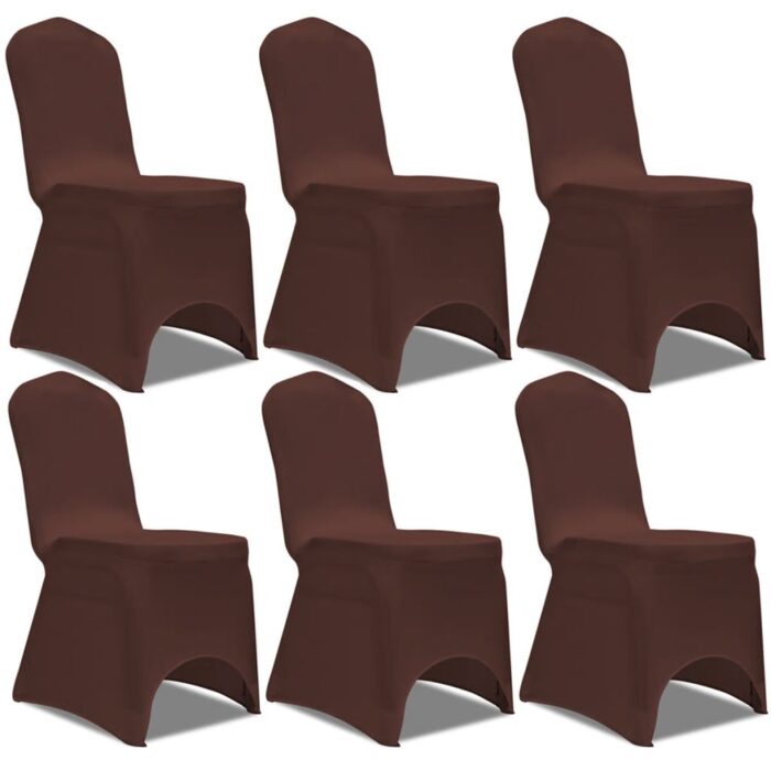 Housse de chaise extensible 6 pcs marron – Image 1