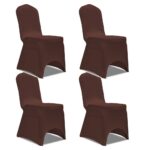 Housse de chaise extensible 4 pcs marron