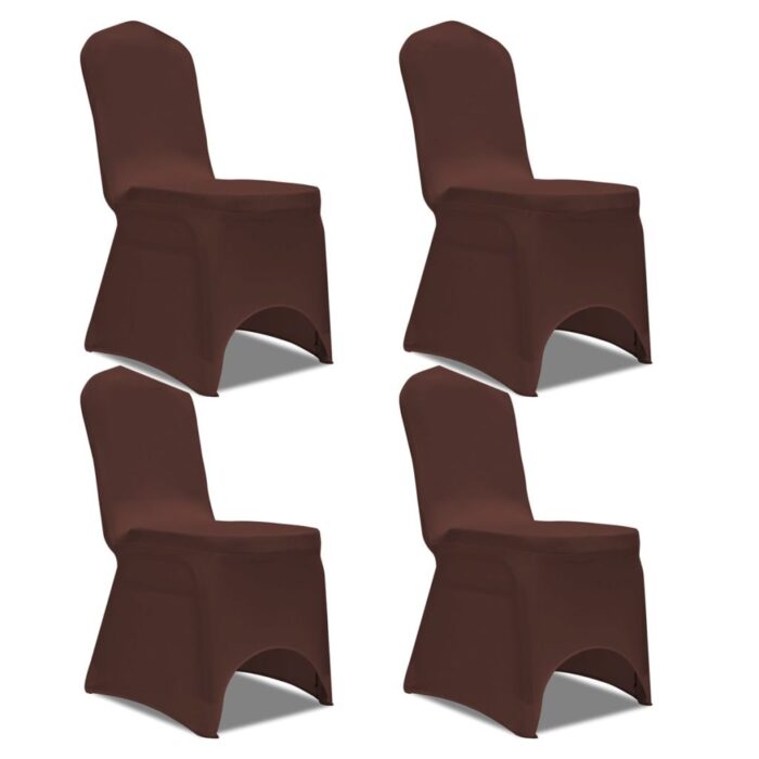 Housse de chaise extensible 4 pcs marron – Image 1