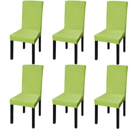 Housse de chaise droite extensible 6 pcs vert