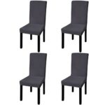 Housse de chaise droite extensible 4 pcs anthracite