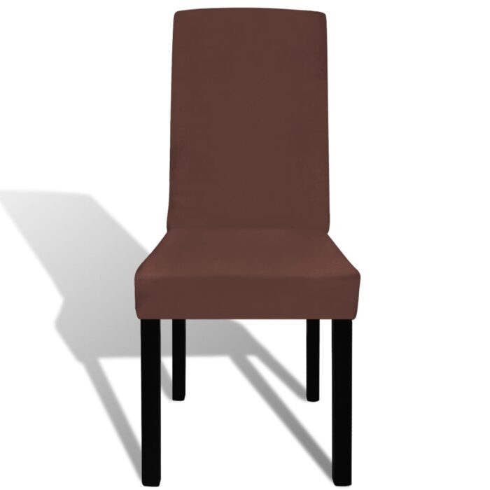 Housse de chaise droite extensible 4 pcs marron – Image 2
