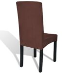 Housse de chaise droite extensible 4 pcs marron – Image 3