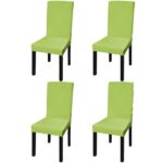 Housse de chaise droite extensible 4 pcs vert
