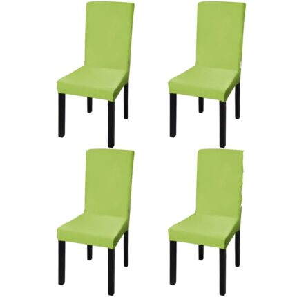 Housse de chaise droite extensible 4 pcs vert