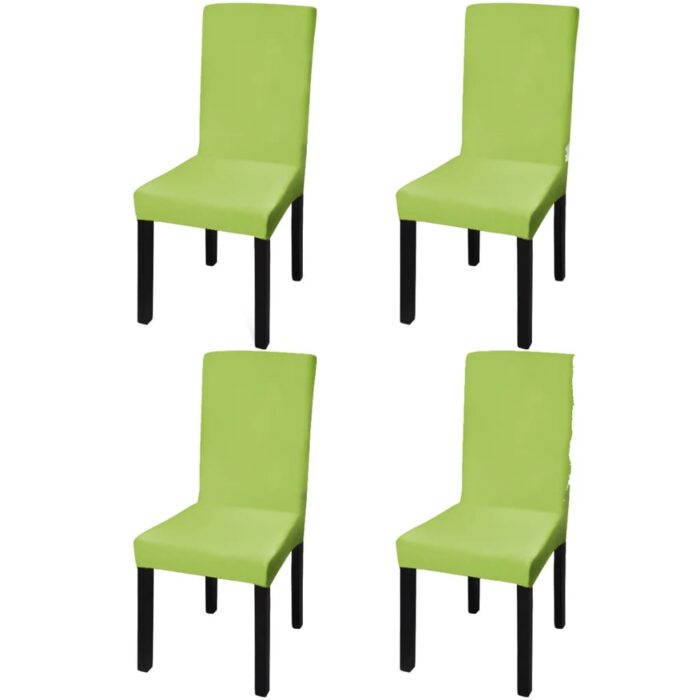 Housse de chaise droite extensible 4 pcs vert – Image 1