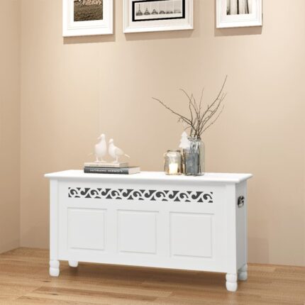 Banc de rangement en style baroque PFDM blanc