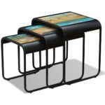 Tables gigognes 3 pcs Bois de récupération massif – Image 5