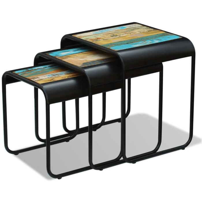 Tables gigognes 3 pcs Bois de récupération massif – Image 5