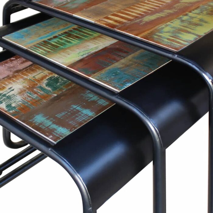 Tables gigognes 3 pcs Bois de récupération massif – Image 7