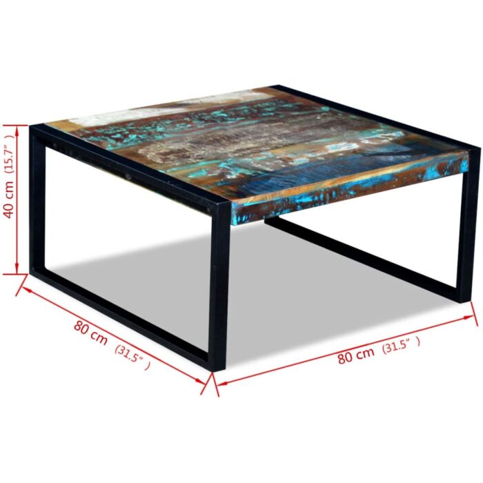 Table basse Bois de récupération massif 80x80x40 cm – Image 7
