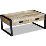 Table basse avec 2 tiroirs Bois de manguier massif 100x60x40 cm – Image 2
