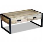 Table basse avec 2 tiroirs Bois de manguier massif 100x60x40 cm – Image 4