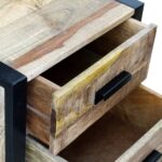 Table auxiliaire à 2 tiroirs bois manguier massif 43x33x51 cm – Image 6