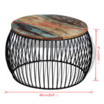 Table basse ronde 68x37 cm Bois de récupération massif – Image 6
