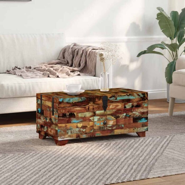 Coffre table basse Bois de récupération massif 80x40x35 cm – Image 1