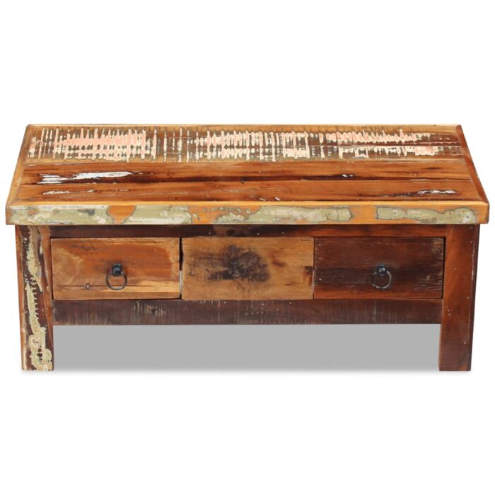 Table basse à tiroirs Bois de récupération 90x45x35 cm – Image 5