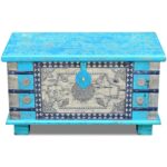 Coffre de rangement Bois de manguier bleu 80 x 40 x 45 cm – Image 6