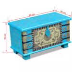 Coffre de rangement Bois de manguier bleu 80 x 40 x 45 cm – Image 8