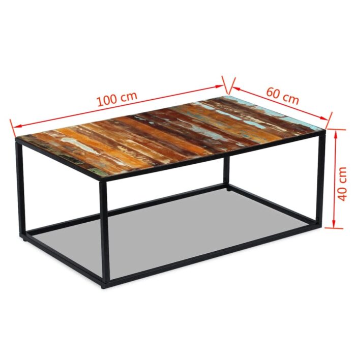 Table basse Bois de récupération massif 100x60x40 cm – Image 7