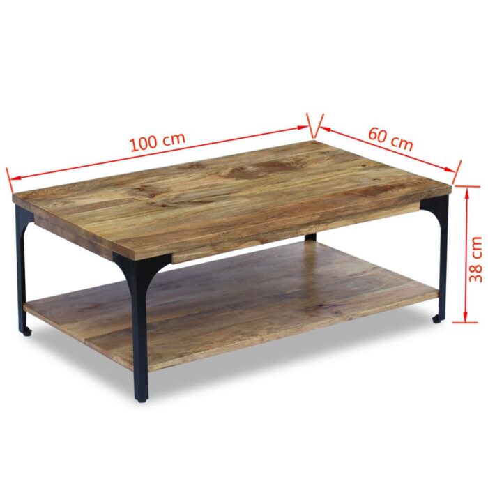 Table basse Bois de manguier 100x60x38 cm – Image 6