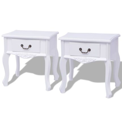 Table de chevet 2 pcs MDF Blanc