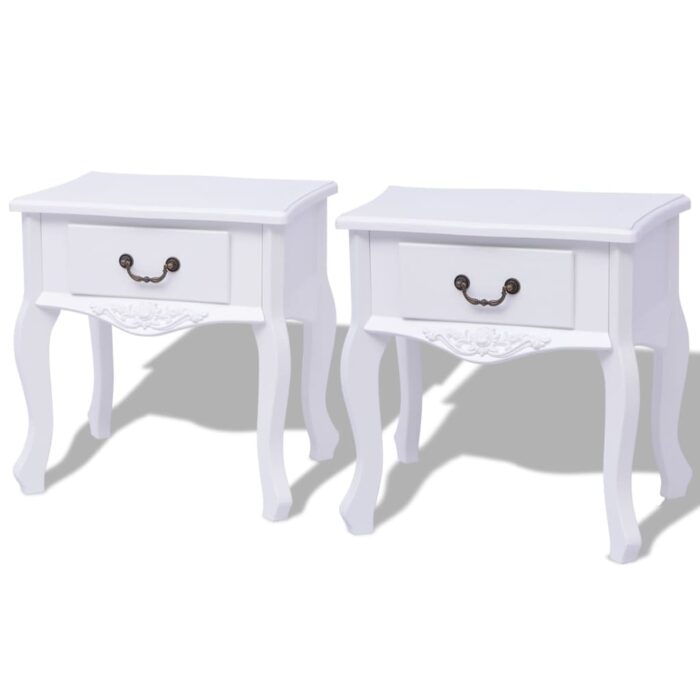 Table de chevet 2 pcs MDF Blanc – Image 1