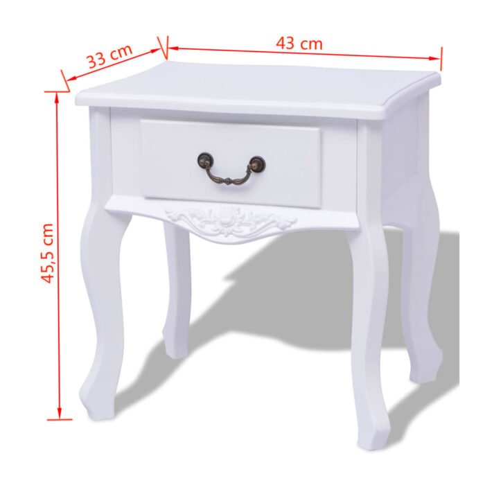 Table de chevet 2 pcs MDF Blanc – Image 4