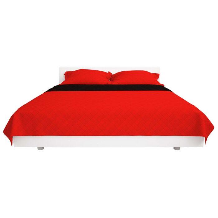 Couvre-lit matelassé double-face Rouge et noir 220x240 cm – Image 2