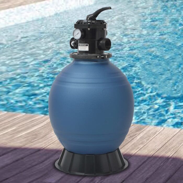 Filtre à sable pour piscine avec vanne 6 positions Bleu 460 mm – Image 1