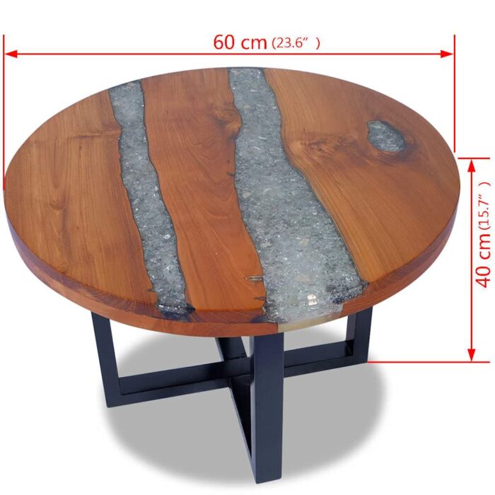 Table basse Teck Résine 60 cm – Image 10