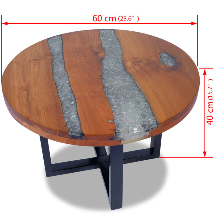 Table basse Teck Résine 60 cm – Image 9