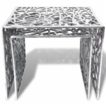 Table auxiliaire carrée 2 pièces Aluminium Argenté – Image 2