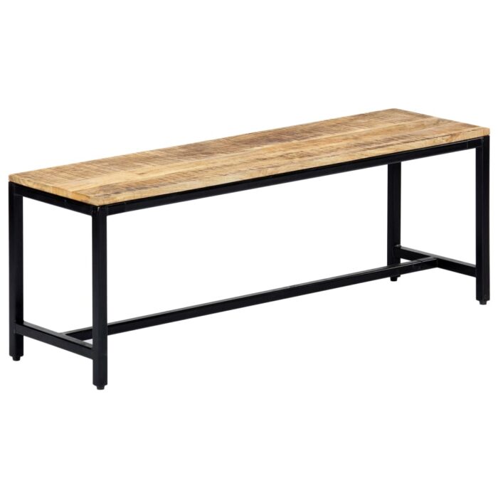 Banc à dîner 120 cm Bois de manguier massif brut – Image 1