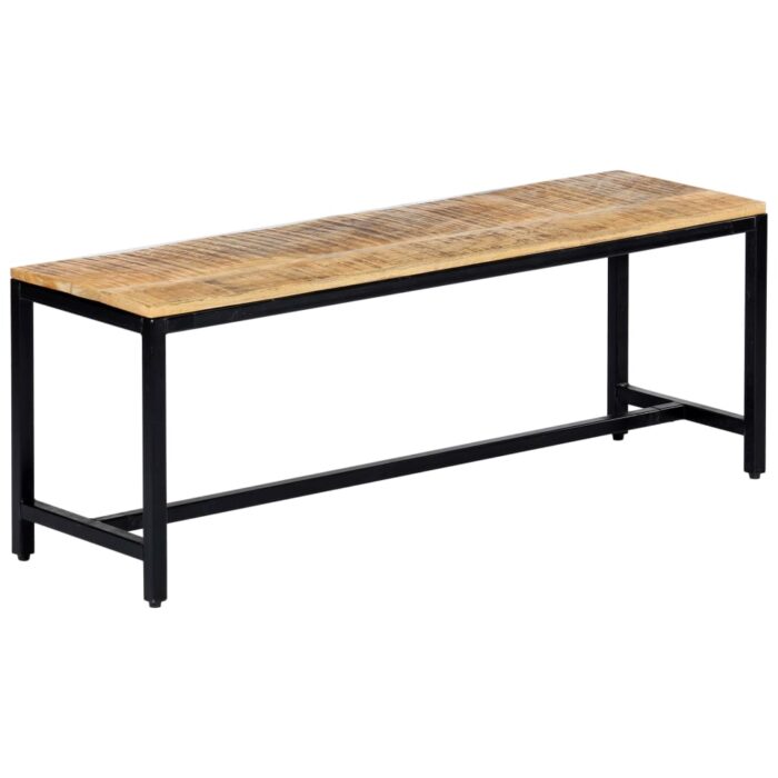 Banc à dîner 120 cm Bois de manguier massif brut – Image 10