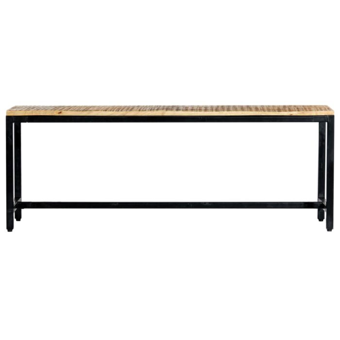 Banc à dîner 120 cm Bois de manguier massif brut – Image 2