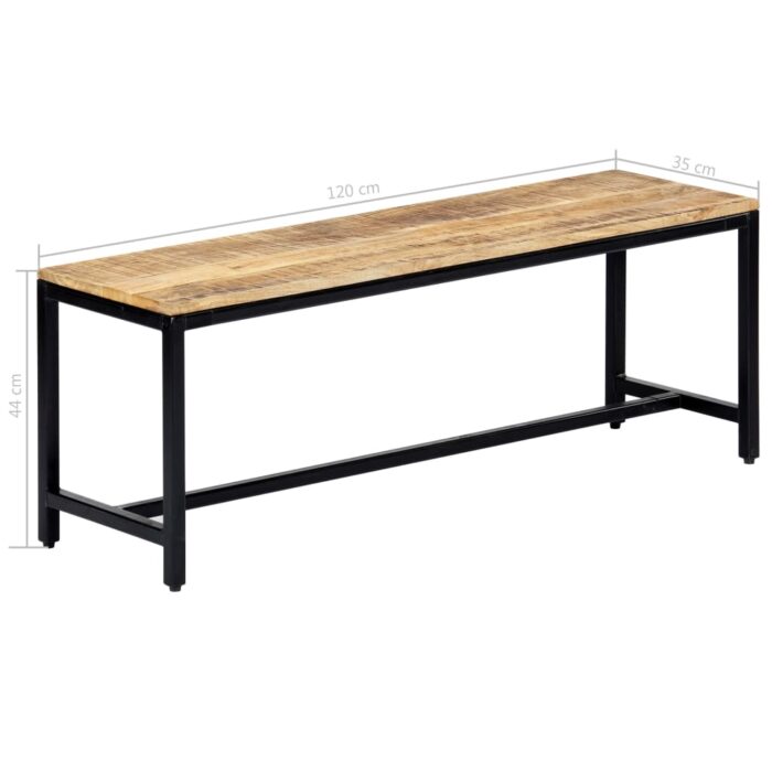 Banc à dîner 120 cm Bois de manguier massif brut – Image 5