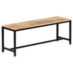 Banc à dîner 120 cm Bois de manguier massif brut – Image 6