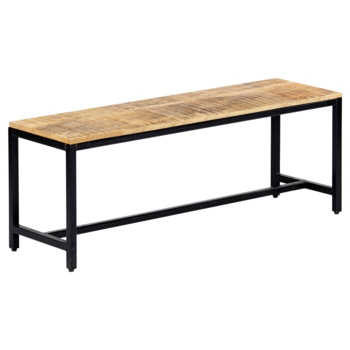 Banc à dîner 120 cm Bois de manguier massif brut – Image 6