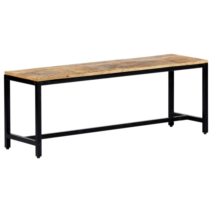 Banc à dîner 120 cm Bois de manguier massif brut – Image 7
