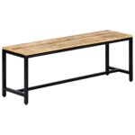 Banc à dîner 120 cm Bois de manguier massif brut – Image 8