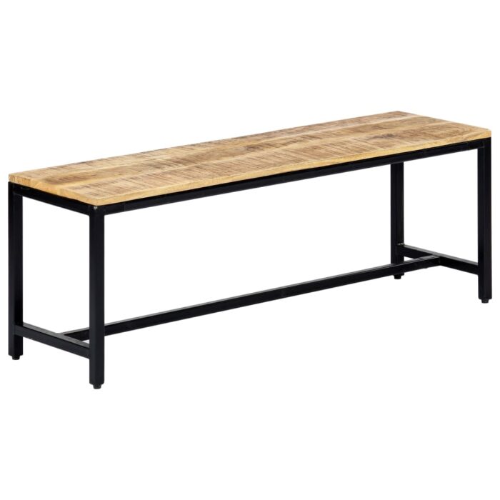 Banc à dîner 120 cm Bois de manguier massif brut – Image 8
