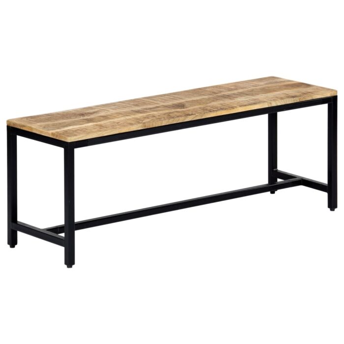 Banc à dîner 120 cm Bois de manguier massif brut – Image 9
