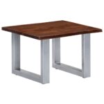 Table basse avec bord naturel 60x60x40 cm Bois d'acacia massif – Image 11