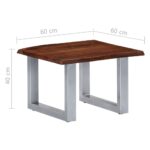 Table basse avec bord naturel 60x60x40 cm Bois d'acacia massif – Image 7