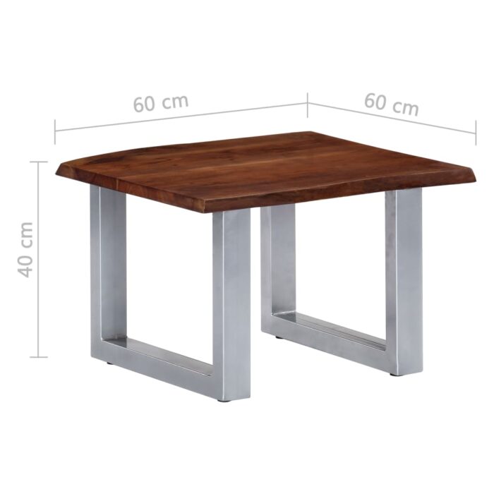 Table basse avec bord naturel 60x60x40 cm Bois d'acacia massif – Image 7